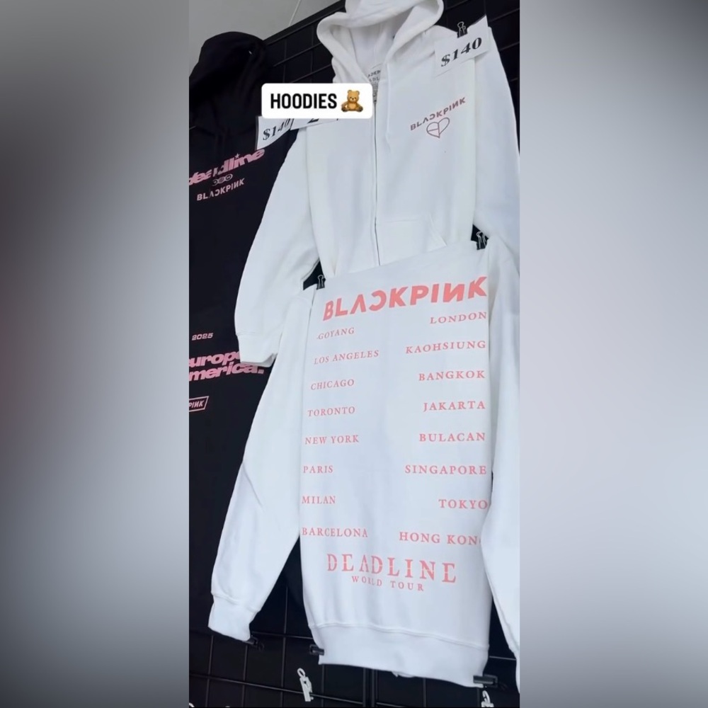 Blackpink Deadline 2025 World Tour White Zip-Up Hoodie